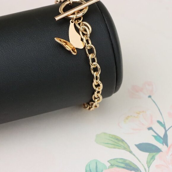 "Butterfly Charm Rose Gold Toggle Bracelet, XPBL0987 - Picture 9 of 12